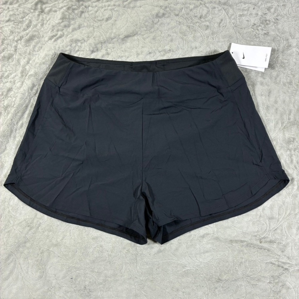 Nike Womens Dri Fit Training Running Shorts Size XL Black Brief Lining Athletic